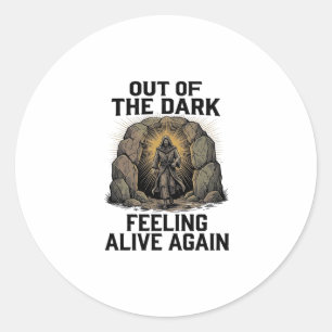 Vintage Cave Revival Gravure Shirt Ontwerp_1 Ronde Sticker