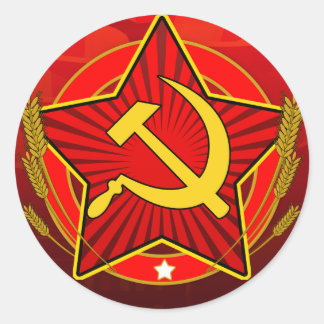 Vintage CCCP Hamer en Sikkel Ronde Sticker
