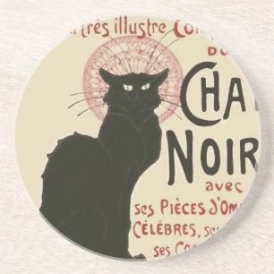 Vintage Ce Soir Le Chat Noir Poster Zandsteen Onderzetter
