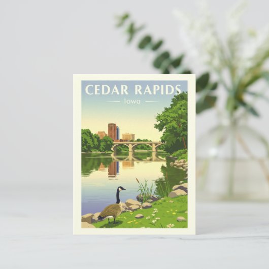 Vintage Cedar Rapids Iowa Briefkaart (Staand voorkant)