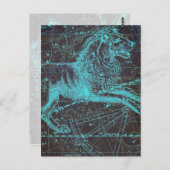 Vintage Celesstial Blue Lion Briefkaart (Voorkant / Achterkant)