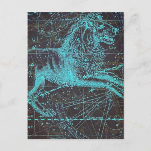 Vintage Celesstial Blue Lion Briefkaart (Voorkant)