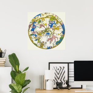 Vintage Celestial, Antique Constellation Stars Map Poster