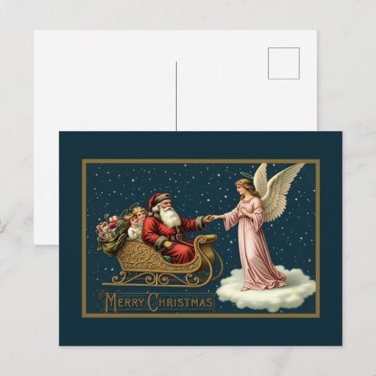 Vintage Celestial Christmas Journey Feestdagenkaart (Voorkant / Achterkant)