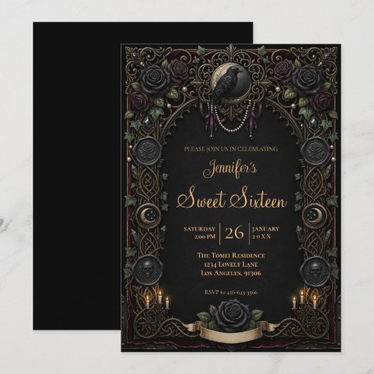 Vintage Celestial Gotische Sweet 16 Kaart (Voorkant / Achterkant)