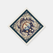 Vintage Celestial Half Sun & Moon Blauw Geel Servet (Hoek)