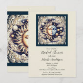 Vintage Celestial Halve Zon & Maan Crème Beige Kaart (Voorkant / Achterkant)