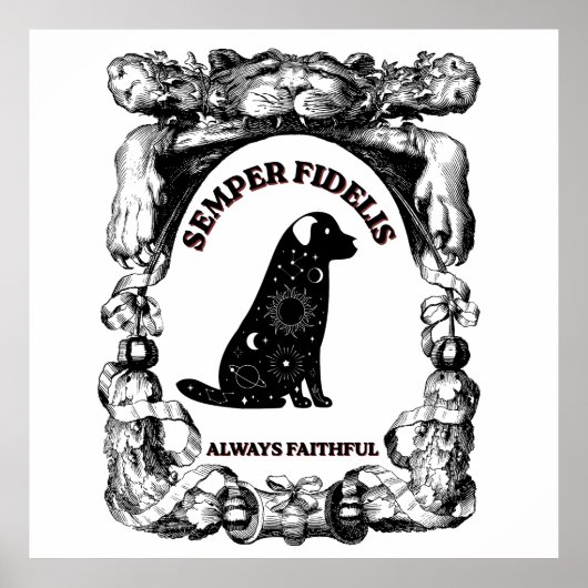 Vintage Celestial hondposter Semper Fidelis Poster (Voorkant)