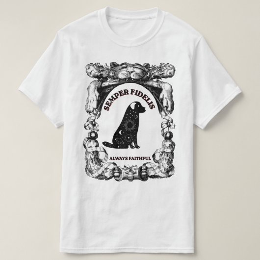 Vintage Celestial hondposter Semper Fidelis T-shirt (Design voorkant)