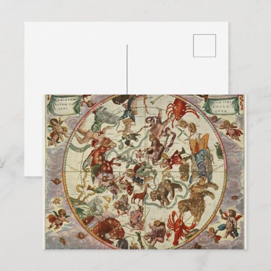 Vintage Celestial Northern Star Chart 1660 Briefkaart (Voorkant / Achterkant)