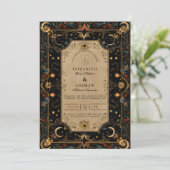 Vintage Celestial Renaissance Wedding Kaart (Staand voorkant)