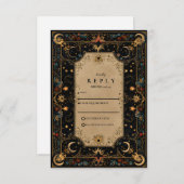 Vintage Celestial Renaissance Wedding RSVP Kaartje (Voorkant / Achterkant)