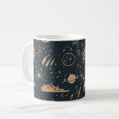 Vintage Celestial Space Pattern Koffiemok (Voorkant links)