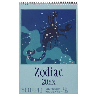 Vintage Celestial, Tekenen van Zodiac Constellatio Kalender