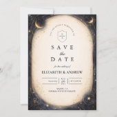 Vintage Celestial Wedding Save The Date (Voorkant)