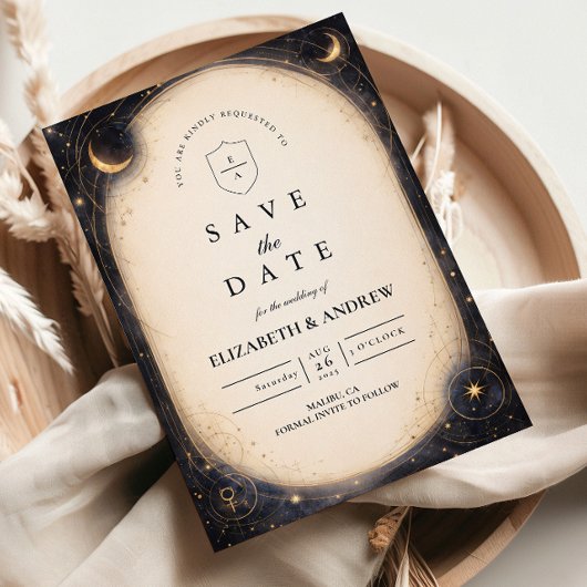 Vintage Celestial Wedding Save The Date