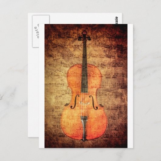Vintage Cello Briefkaart (Voorkant / Achterkant)