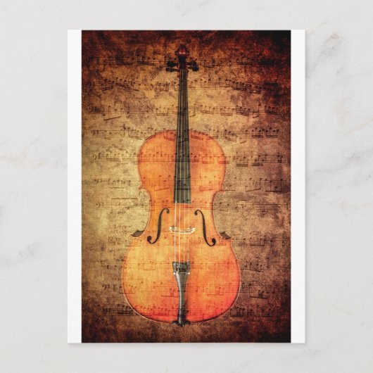 Vintage Cello Briefkaart (Voorkant)