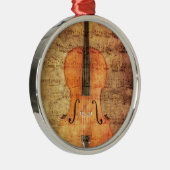Vintage Cello Metalen Ornament (Rechts)