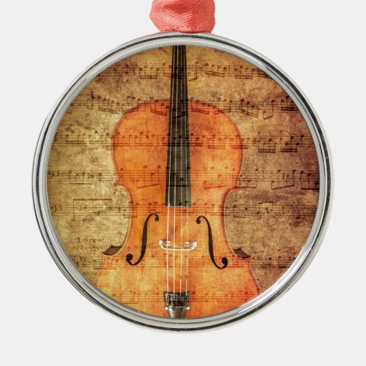 Vintage Cello Metalen Ornament (Voorkant)