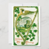 Vintage Celtic Harp St. Patrick's Day Groetings Feestdagenkaart (Voorkant)