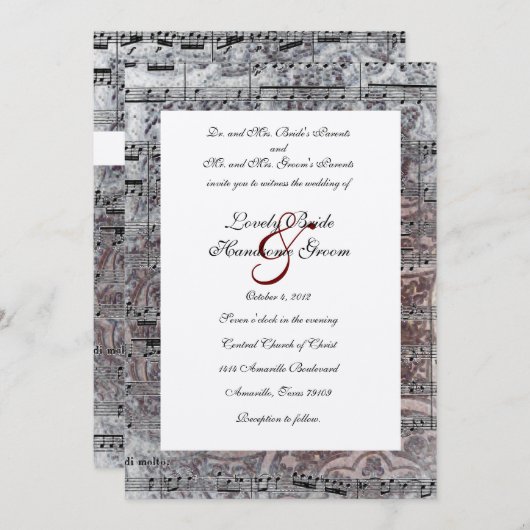 Vintage Celtic Silver Music Wedding Uitnodiging (Voorkant / Achterkant)