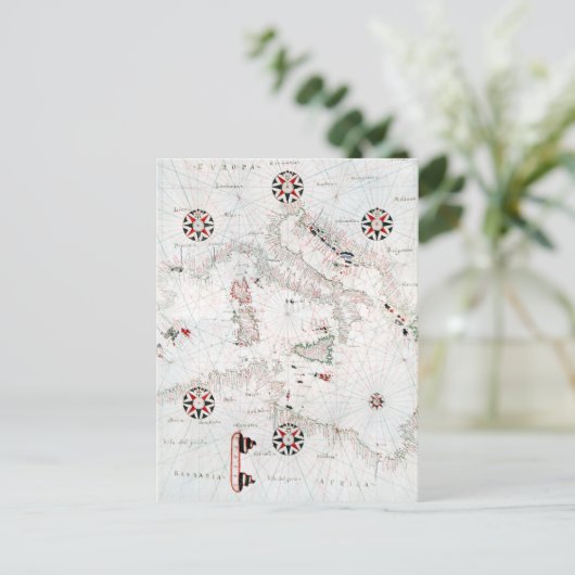 Vintage Central Mediterranean Italy Map Briefkaart (Staand voorkant)