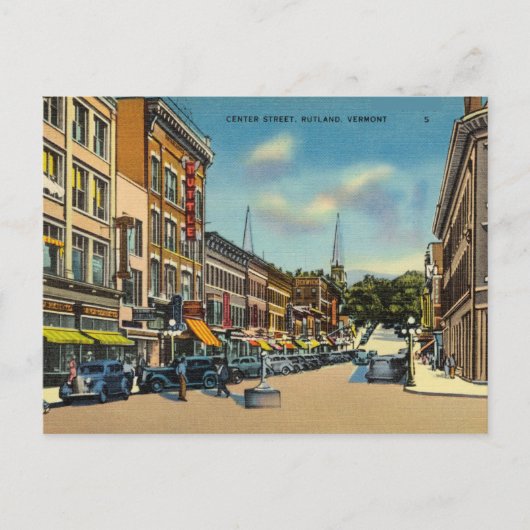 Vintage, Centre Street, Rutland, Vermont Briefkaart (Voorkant)