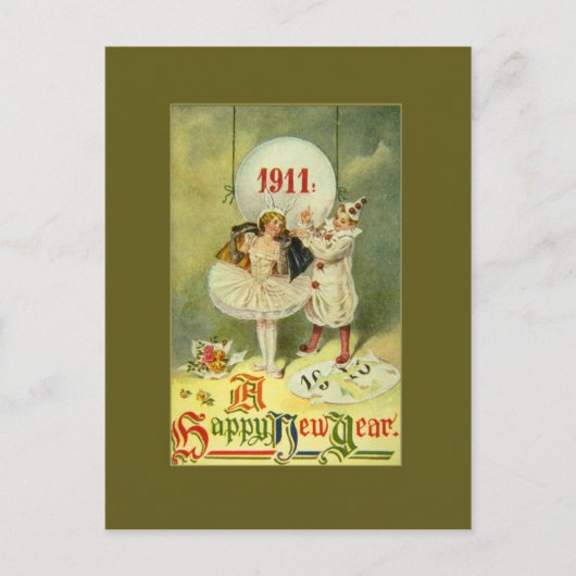 Vintage Century New Year Feestdagenkaart (Voorkant)