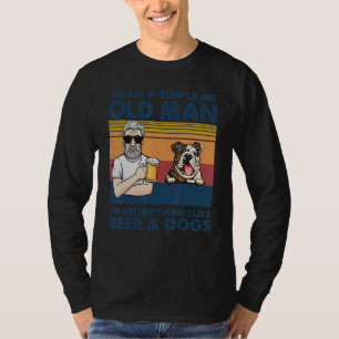 Vintage chagrijnige oude man houdt van bier en Eng T-shirt