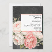 Vintage Chalkboard Boho Floral Rose Wedding Kaart (Voorkant)