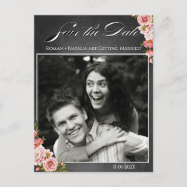 Vintage Chalkboard Boho Floral wedding  Briefkaart