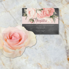 Vintage Chalkboard Boho Floral Wedding Reception Informatiekaartje