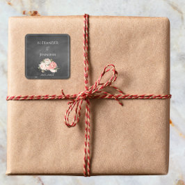 Vintage Chalkboard Boho Floral wedding  Vierkante Sticker