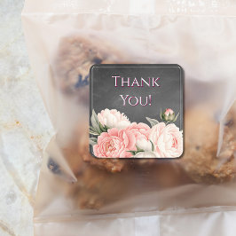 Vintage Chalkboard Floral Wedding Thank You  Vierkante Sticker