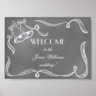 Vintage Chalkboard Wedding Bells Poster