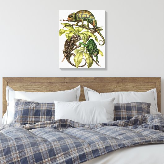 Vintage Chameleon Lizard Canvas Afdruk (Insitu (Slaapkamer))