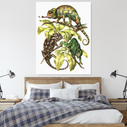 Vintage Chameleon Lizard Canvas Afdruk (Insitu (Slaapkamer))