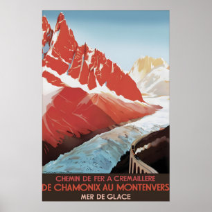 Vintage Chamonix Montenvers Reisposter Print
