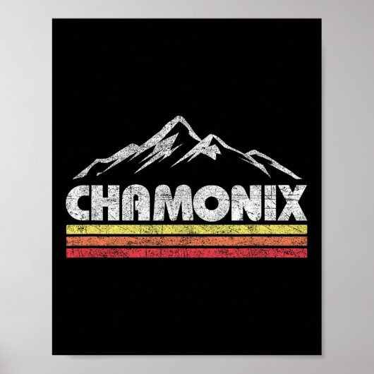 Vintage Chamonix Retro Berg Heren Dames Souven Poster (Voorkant)