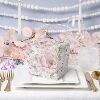 Vintage Champagne Peony Wedding Favor Box Bedankdoosjes
