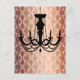 Vintage Chandelier Damask Briefkaart