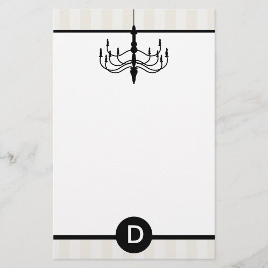 Vintage Chandelier & Monogram (Champagne) Briefpapier (Voorkant)