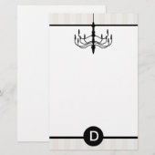 Vintage Chandelier & Monogram (Champagne) Briefpapier (Voorkant / Achterkant)