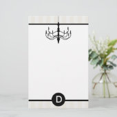 Vintage Chandelier & Monogram (Champagne) Briefpapier (Staand voorkant)