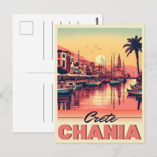 Vintage Chania Stad crete griekenland vakantie Briefkaart