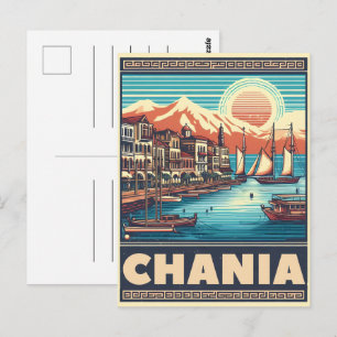Vintage Chania Stad crete griekenland vakantie Briefkaart