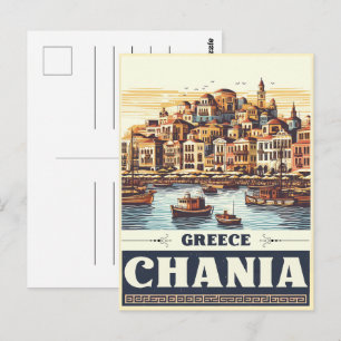 Vintage Chania Stad crete griekenland vakantie Briefkaart