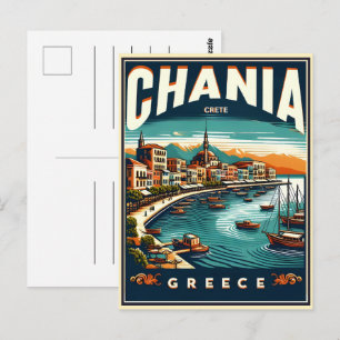 Vintage Chania Stad crete griekenland vakantie Briefkaart