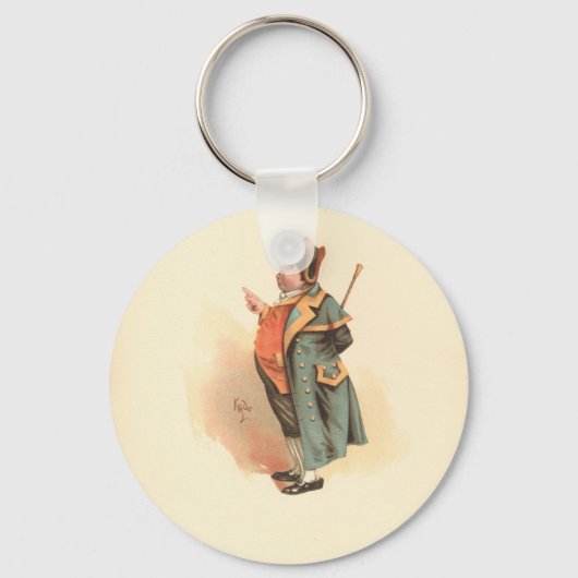 Vintage Charles Dickens Oliver Twist Mr Bumble Sleutelhanger (Voorkant)